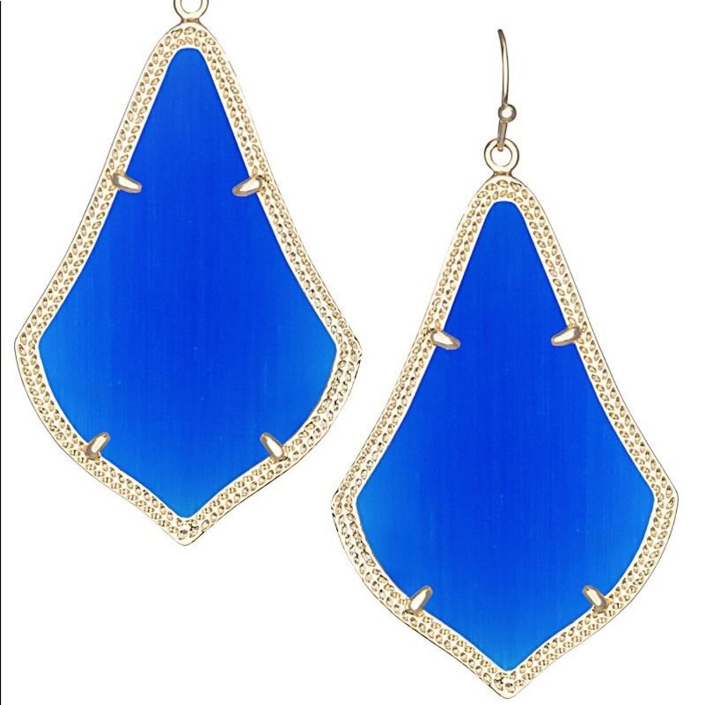 Kendra Scott Alexandra Gold Earrings in Cobalt